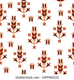 Folk art knitted embroidery pattern.  Geometric folklore ornament. Tribal ethnic vector texture
