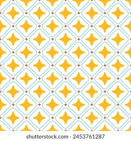 Folk art ornament. Vector seamless simple cute pattern with yellow stars. Scandinavian collection. Surface cover design. Fabric textile print.