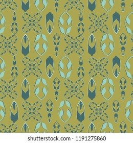 Folk Art Ornamental Seamless Vector Pattern, Hand Drawn Illustration for Seasonal Fashion Prints, Holiday Stationery, Xmas Decor, Gift Wrap Design, Elegant Blog Backgrounds, Trendy Green Packaging 