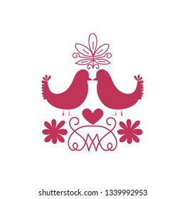 Folk art pattern, decorative element, hand drawn, icon, ethnic ornament, vector illustration
