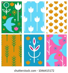 Folk art pattern in Scandinavian, Nordic style