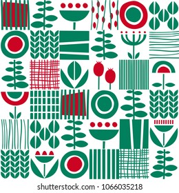 Folk art pattern in Scandinavian, Nordic style