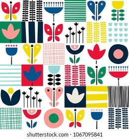 Folk Art Pattern In Scandinavian, Nordic Style