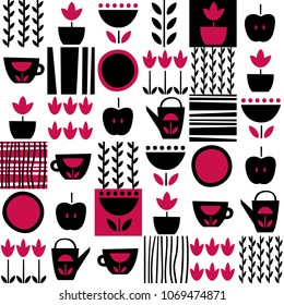 Folk art pattern in Scandinavian, Nordic style