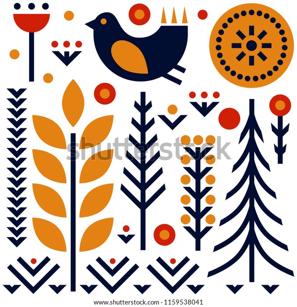 Folk Art Pattern Scandinavian Nordic Style Stock Vector (Royalty Free ...