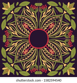 Folk art  pattern in Scandinavian style.Floral, , leaves vector illustration