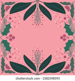 Folk art  pattern in Scandinavian style.Floral,  leaves vector illustration