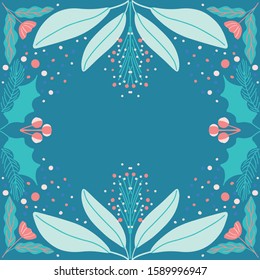 Folk art  pattern in Scandinavian style.Floral,  leaves vector illustration