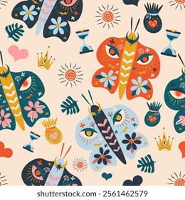 Folk Art Seamless Pattern Illustration