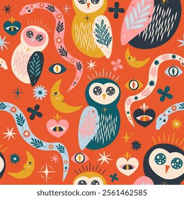 Folk Art Seamless Pattern Illustration