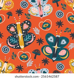 Folk Art Seamless Pattern Illustration