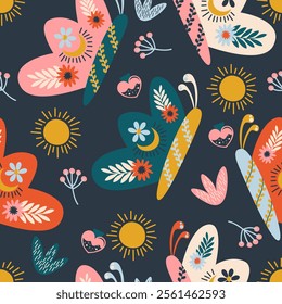 Folk Art Seamless Pattern Illustration