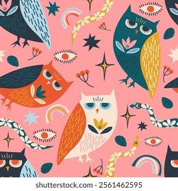 Folk Art Seamless Pattern Illustration