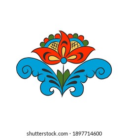 folk art style botanical floral fantasy flowers and Botanical print. vector illustration