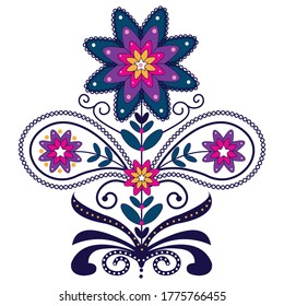 folk art style flower vector illustration