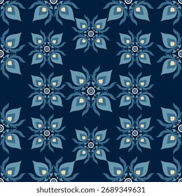 Folk art Thai pattern, blue background 