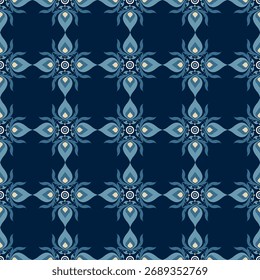 Folk art padrão tailandês, fundo azul 