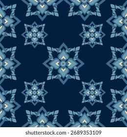 Folk art Thai pattern, blue background 