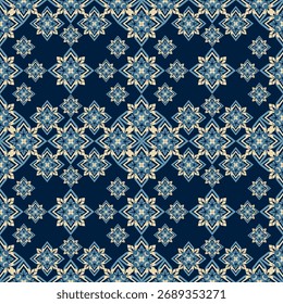 Folk art Thai pattern, blue background 