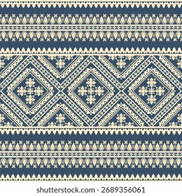 Folk art Thai pattern, blue background 
