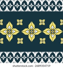 Folk art Thai pattern, green background 