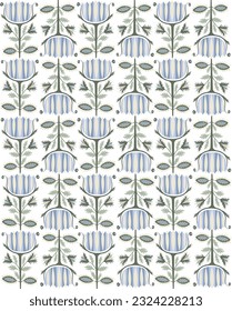 folk art tulip pattern repeat