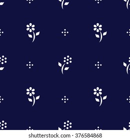 Folk background with abstract flowers, seamless pattern