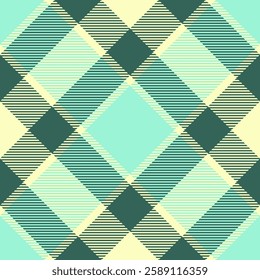 Folk background vector check, swatch fabric texture plaid. Podium seamless textile pattern tartan in teal and mint colors palette.