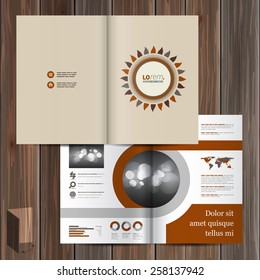 Folk brochure template design with flower. Cover layout