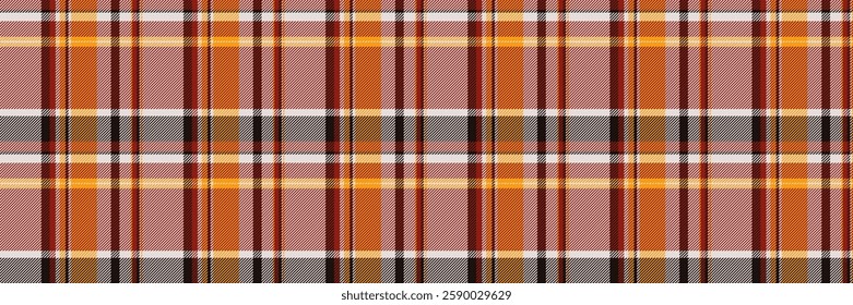 Folk check fabric seamless, cultural plaid tartan pattern. Professional vector background textile texture in red and white colors palette.