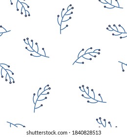 Folk Christmas Scandinavian seamless pattern. Ornament, floral Nordic elements. Retro winter botanical pattern. 