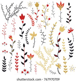 Folk collection. Scandinavian folk art pattern. Floral design