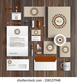 Folk corporate identity template design with flower. Business stationery