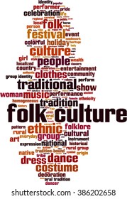 Folk culture word cloud concept. Vector illustration