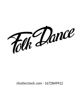 Folk Dance logotype icon concept. Ballet studio logo design template. Classic or folk dance class lettering. Vector illustration.