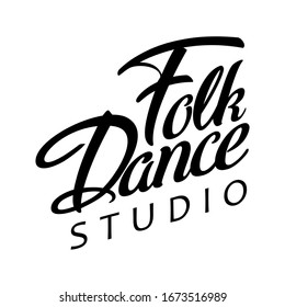 Folk Dance Logotype Icon Konzept. Ballet Studio Logo Design Vorlage. Klassische oder volkstümliche Tanzkurse. Vektorillustration.
