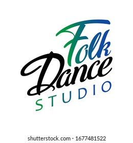 Folk Dance Logotype Icon Konzept. Ballet Studio Logo Design Vorlage. Klassische oder volkstümliche Tanzkurse. Vektorillustration.