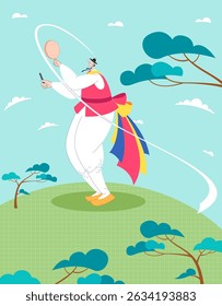 folk dance Samulnori Nongak korea illustration