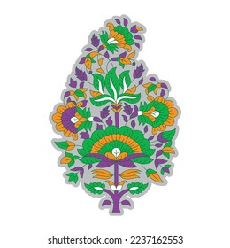 bordado folclórico con patrón de flores textil y vectorial de tela