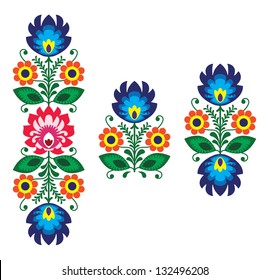 Folk Embroidery Flowers Traditional Polish Pattern Stock Vector ...