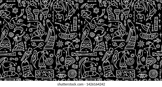Folk ethnic dance, seamless pattern for your design