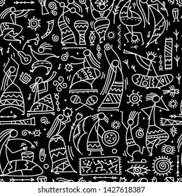 Folk ethnic dance, seamless pattern for your design