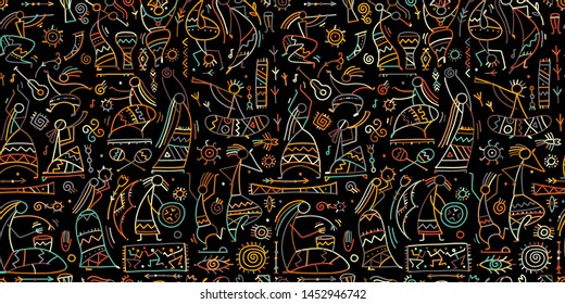 Folk ethnic dance, seamless pattern for your design