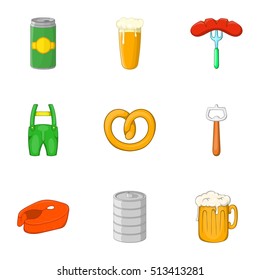 Folk festival of beer icons set. Cartoon illustration of 9 folk festival of beer vector icons for web