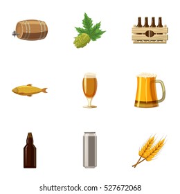 Folk festival of beer icons set. Cartoon illustration of 9 folk festival of beer vector icons for web