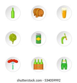 Folk festival of beer icons set. Cartoon illustration of 9 folk festival of beer vector icons for web