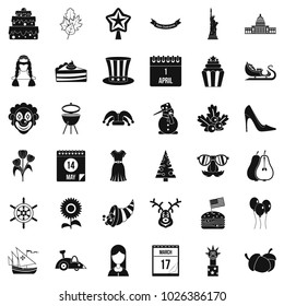 Folk festival icons set. Simple set of 36 folk festival vector icons for web isolated on white background