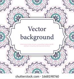 Folk floral background illustration with place for text. Ornament with flowers