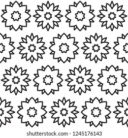 Folk floral black and white ornamental doodle motif. Minimal vector illustration for interior, wallpaper, fabric, textile, phone case. Modern bold line geometric design. Simple graphic print.