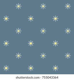 Folk floral daisy motif in blue, indigo, lemon yellow. Decorative all over ornament for interior textile, wallpaper, fabric cloth, phone case. Simple geometric print block. Vector seamless pettern.